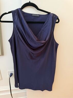 Navy Sleeveless Cowl Neck Top